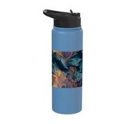 Abstract Fluid Swirl Organic Feather Pattern Stainless Steel Insulated Water Bottle