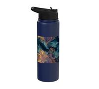 Abstract Fluid Swirl Organic Feather Pattern Stainless Steel Insulated Water Bottle