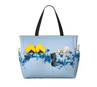 Abstract Flying Cube Print Large Waterproof Beach Tote Bag for Women with Zip and Pockets Foldable Handbag for Travel Pool Shopping Holiday Gym