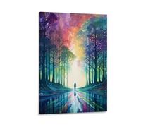 Abstract Forest Canvas Wall Art, Colourful Tree Nature Landscape Painting on Textured Canvas Prints Picture Poster for Living Room Bedroom Home Wall Decoration Artwork Frame 12x18inch(30x45cm)