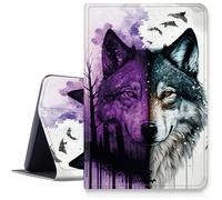 Abstract Forest Wolf Case for iPad Pro 13 inch M4 2024, Shockproof PU Leather Folding Adjustable Stand Case with Auto Sleep/Wake for 13" iPad Pro M4 2024