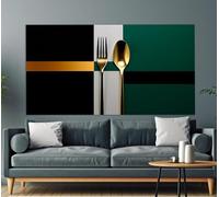 Abstract Fork and Spoon Canvas Painting Print, Cutlery Wall Pictures, Kitchen Restaurant Wall Decor Posters Artwork 50x100cm framework