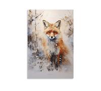 Abstract Fox Canvas Wall Art Retro Wildlife Rustic Animal Posters Wall Decor Painting Art for Home Room Artwork