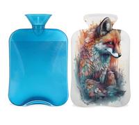 Abstract Foxes Cute Fox Hot Water Bottle with Cover, 2L Hot Water Bag for Pain Relief, Neck and Shoulder, Hand Feet Warmer