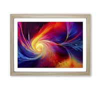 Abstract Fractal Splash Vol.2 Framed Print | A4 Oak Framed Wall Art | Ready to Hang | Abstract Fantasy Picture | Living Room Bedroom Lounge Office