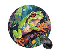 Abstract Frog Round Mouse Pad 7.8 Inch - Non-Slip Rubber Base Mouse Mat Portable Ergonomic Desk Mat for Office, Laptop, Travel, Wireless Mice Mats - Waterproof & Durable Design