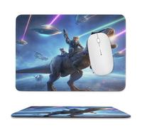 Abstract Funny Dinosaurs Stitched Edge Mouse Pad,Cute Colorful Outer Space Galaxy UFO Cat Wild Animal Dinosaurs Soft Mousepad with Non-Slip for Office,Home 9.4"x7.9"