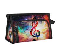 Abstract Galaxy Music Note Travel Toiletry Bag for Women Men Girls Boys Multifunctional Makeup Pouch Bag Wash Toiletries Cosmetic Organizer Shower Bag