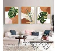 Abstract Gallery Boho Geometry Leaf Plant Nordic Poster Wall Art Print Canvas Painting Pictures for Living Room Decoration 30x45cmx3 No frame