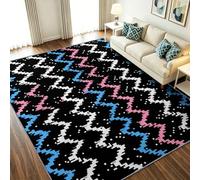 Abstract Game Style Rug 90 x 150 cm Low Pile Geometric Polka Dot Wave Line Rugs, Non-Slip Rubber Backed Stain Resistant Carpet for Hallway Corridor, Living Room Kitchen, Runner