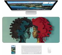 Abstract Gaming Mouse Pad, African Women Large Mouse Mat 700x300x3mm, Desk Pad with Stitched Edges, Keyboard Mat with Waterproof Non-Slip Rubber Base, Desk Accessories and PC Accessories Gifts 5-7942