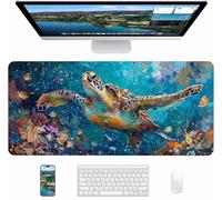 Abstract Gaming Mouse Pad, Sea Turtle Large Mouse Mat 600x300x3mm, Desk Pad with Stitched Edges, Keyboard Mat with Waterproof Non-Slip Rubber Base, Desk Accessories and PC Accessories Gifts 3-8274