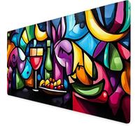Abstract Gaming Mouse Pad Wine Glass Large Mouse Mat Comfortable Mousepad with Smooth Cloth Surface, Textured Wear Resistant, Improved Precision and Speed, Mousemat 1000x500x3mm,Office Product K7-606