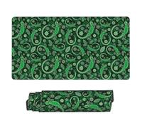 Abstract Gecko Lizard Green Large Gaming Mouse Pad - Desk Mat for Keyboard and Mouse with Non-Slip Rubber Base, Desk Pad Mat with Stitched Edges, Keyboard Mousepad for Work Game Office 16x29.5in