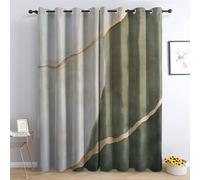 Abstract Geometric Blackout Curtains for Living Room, Modern Nature-Inspired Sage Green Curtains for Bedroom, Thermal Insulated Eyelet Window Treatments 84 Drop, 2 Panels Drapes (W42 x L84)