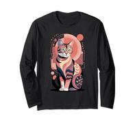 Abstract Geometric Calico Cat Retro Modern Art Long Sleeve T-Shirt