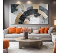 Abstract Geometric Canvas Wall Art for Living Room, Concentric Circles Graffiti Canvas Poster Decor, Grey Pictures Painting on Print Canvas Wall Art for Living Room Bedroom Hallway Office, 70x50 cm