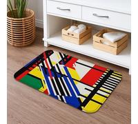 Abstract Geometric Colorful Bath Mat, Modern Art Multi-Color Absorbent Non Slip Shower Rug, Spring Memory Foam Washable Bath Rugs for Bathroom Toilet Restroom Decorative 16x24 Inch