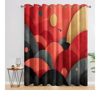 Abstract Geometric Curtains Blackout, 90x90 Inch 2 Panels - Modern Boho Circle Pattern Black Out Curtains, Home Decor, 90 Drop Eyelet Window Drapes for Bedroom, Living Room GP#227