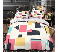 Abstract geometric design 3D Digital Print Duvet Insert Cover 3pc Premium Microfibre Light Modern flat vector Quilt Cover 2 Pillowcases Concealed Zipper Bedroom Decor Teens Young Adults (135x200cm)
