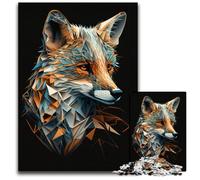 Abstract Geometric Fox Puzzles 1000 Pieces for Adults Wooden Jigsaw Puzzles Home Decor Brain Teaser Game for TeenagersFamily Interaction 1000 PCS(75x50cm)