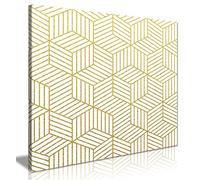 Abstract Geometric Gold Cubes Canvas Wall Art Picture Print (16x16in)