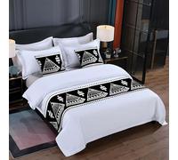Abstract Geometric Hotel Bed Runner Scarf Stain Resistant Polyester Bedding Protection Modern Bedspreads Decorative Comfort Bed End Throw for Twin,Queen,King Size-Black2||45X260cm for 2.0m Bed