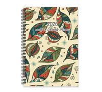 Abstract Geometric Leaves 2026 Diary A5 To Do List Notebook Personal Planner 2026 Mums Diary Planner Notebook for Academic Week To View Monthly Year with Dotted Line Note Page Slim