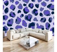 Abstract Geometric Leopard Spot Animal Print Wall Mural 200 x 140 cm Light Purple Non-Woven Photo Wallpaper, Large Wall Covering for Living Room & Bedroom, Paste the Wall