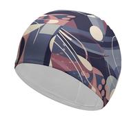 Abstract Geometric Lines Swim Cap for Adult, Elastic Fabric Swimming Cap, Comfortable Bathing Cap for Long & Short Hair