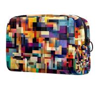 Abstract Geometric Mosaic Graphics Print Travel Makeup Bag,Large Capacity Cosmetic Bags for Women, Waterproof Portable Pouch Toiletry Bag Make up Organizer
