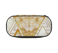 Abstract Geometric Pattern Print Stylish School Students Pencil Bag Reusable Pens Makeup Toiletry Case Easy Access