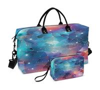 Abstract Geometric Pattern Sports Swim Gym Bag Weekender Duffel Travel Bags Handbag with Makeup Storage Bag for Girls Men