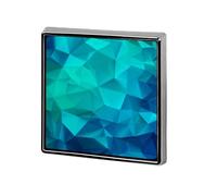 Abstract Geometric Polygonal Pattern Blue Unisex Brooches & Pins Square Lightweight Lapel Badge Jewelry for Clothing Shawl Hat