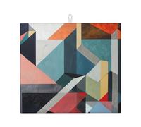 Abstract Geometric Print Absorbent Dish Drying Mat for Kitchen Counter Quick-Dry Non-Slip Reusable Pad