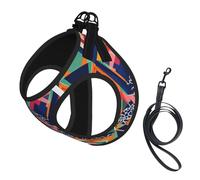 Abstract Geometric Print Harness Leash Set For Cat Dog, Reflective Adjustable Escape-Proof Vest Lead With Soft Breathable Mesh, For Small Pets And Kitten Puppy
