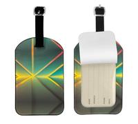 Abstract Geometric Printed PU Leather Bag Tag, Personalized Baggage Label, Privacy Flap ID Shield, for Vacation