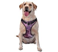 Abstract Geometric Purple Metallic Foil No Pull Dog Harness Adjustable Reflective Oxford Easy Control Medium Large Dog Harness