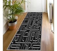 Abstract Geometric Runner Rug, 80x150cm, Black White Home Decor Long Front Door Mat Washable Circuit Board Print Runners for Hallway Entryway Bedroom Living Room Kitchen Non-Slip Non-Shedding Me779