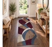 Abstract Geometric Shapes Runner Rug 2x5 | Abstract Geometric Print, Entryway Runner Rug, Distressed Texture, Modern Color Palette, Soft Low-pile Surface