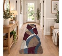 Abstract Geometric Shapes Runner Rug 2x8 | Abstract Geometric Print, Entryway Runner Rug, Distressed Texture, Modern Color Palette, Soft Low-pile Surface
