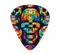 Abstract-Geometric-Skulls 12 Pack Guitar Picks With 3 Thicknesses And Storage Box, Abs Plectrums For Electric Bass Guitar Players