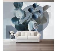 Abstract Geometric Square Eucalyptus Leaf Pattern Non-Woven Wallpaper | Modern Minimalist Style Grey Wallpaper, 300x210cm Feature Wallpaper for Bedroom Adults Teenager Living Room