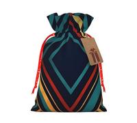 Abstract Geometric striped Christmas Gift Bags with Tags & Ribbon Ties, Personalized Santa Sack Xmas Treat Pouch Party Favor Bags Drawstring Christmas Sacks for Holiday Presents Storage Small