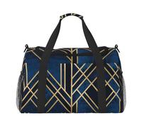 Abstract Geometric Striped Full Print Travel Duffle Bag with Adjustable Shoulder Strap,Large Capacity Twill Polyester Crossbody Bag for Gym,Weekend Trips Outdoor Activities