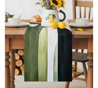 Abstract Geometric Table Runner 18x72 Inches Long Watercolor Beige Green Blend Cotton Linen Table Runner Burlap Style for Dinner Table Party Decor Tabletop Decorations