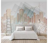 Abstract Geometric Three Dimensional Urban Architecture Flying Birds 3D Wallpaper Easy Install Feature Office Living Room Sofa Bedroom TV Background Wall Decoration-300cm×210cm