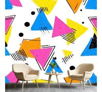 Abstract Geometric Wallpaper, Pop Art Colorful Wall Mural, Modern Non-Woven Wallpaper, Large Size Wallpapers for Bedroom Living Room Office Studio, Waterproof Easy to Install 158" W x 110" H &A5269