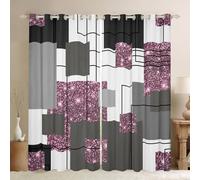 Abstract Geometric Window Curtains for Girls 46x72 Pink Glitter Sequins Check Blackout Curtains Black Grey Stripes Grids Curtains & Drapes Starry Sky Geometry Curtains 2 Panels