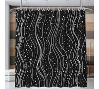 Abstract Geometry 3D Shower Curtain 120 x 180 cm, Anti-Mould Washable Quick-Drying Wave Lines Bathroom Curtain with 8 Hooks, Modern Wet Room Decor A.1469